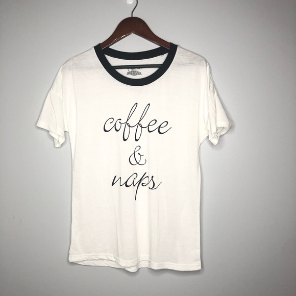 Coffee and Naps Graphic Sleep-shirt  White Black - Picture 1 of 4